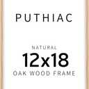 puthiac 12"x18" Oak Wood Picture Frame - Minimalist 12"x18" Poster Frame, 12"x18" Picture Frame Wood, Natural Solid Wooden Picture Frames for Wall Art Photo and Prints(1 Pack, Beige)