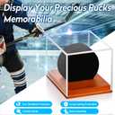 MewVeer Hockey Puck Display Case, Pucks Display Cases with Wooden Base, Acrylic Clear Box - Hockey Memorabilia Storage Holder, for Enthusiasts & Collectors & Fans (2 Pack, Square)