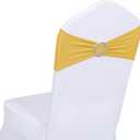 Obstal 50 PCS Spandex Stretch Chair Sashes Bows for Wedding Reception- Universal Elastic Chair Cover Bands with Buckle Slider for Banquet, Party, Hotel Event Decorations Gold Sashes