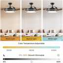 FIDGRA 42 Inch Fandelier Ceiling Fan with Light, Retractable Ceiling Fan with Lights for Bedroom Living Room Dinning Room, Chandelier with Fan 6 Speed, 3 Color Temperature-Black