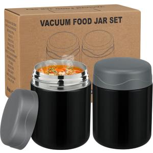 wiwens 12oz 2 Pack Insulated Food Jar Set for Kids Soup Thermo Hot Food Lunch Container Wide Mouth Leak Proof Stainless Steel Vacuum Bento Box for School Office Travel Outdoors