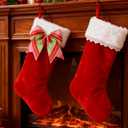 12 Pcs Christmas Bows 6 Inch Pink Red Green Candy Cane Lollipop Ribbon Bows for Xmas New Year Party Holiday Home Decor (Pink, Striped)