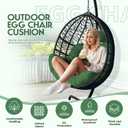 DANGHOOGY Outdoor Egg Chair Cushion, Waterproof Hanging Chair Cushion with Headrest Pillow, Egg Chair Replacement Cushion for Patio Furniture, U-Shaped Eggs Swing Cushion for Basket Chairs, Green