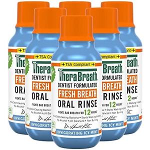 TheraBreath Fresh Breath Dentist Formulated Oral Rinse, Icy Mint, 3 Ounce (Pack of 6)