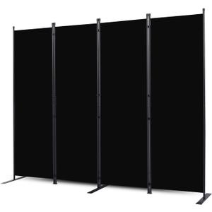 CHOSENM Room Divider, 4 Panel Folding Privacy Screens with Wider Feet, 6 Ft Portable Room Partition for Room Separator, Room Divider Panel 88" W X 71" H, Partition Room Dividers FreestandingBlack