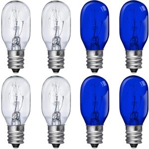 Mudder 8 Pieces Lighted Make Up Mirror Bulbs 20W Replacement Bulbs for Double Sided Illuminated Mirror (Blue, Clear)