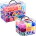 Bead Organizer, 2 Pack Craft Storage with Removable Dividers, Clear 3-Tier Plastic Organizer Box, Small Parts Organizers for Jewelry, Art, DIY Crafts, Kids Toys, Small Items