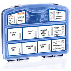 260PCS Hex Head Nuts and Bolts Assortment Kit, 304 Stainless Steel Bolts and Nuts Set 1/4-20, 5/16-18,3/8-16 Assorted Kit and Flat & Spring Lock Washers with Case