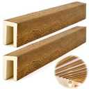 CroBlissful 2 Pack 3.5" W x 5.5" H x 48" L Faux Wood Ceiling Beams, Polyurethane U-Beams, Lightweight Rustic Wood Grain Beam Covers for Living Room Kitchen Entryway(Natural White Oak, MENA)