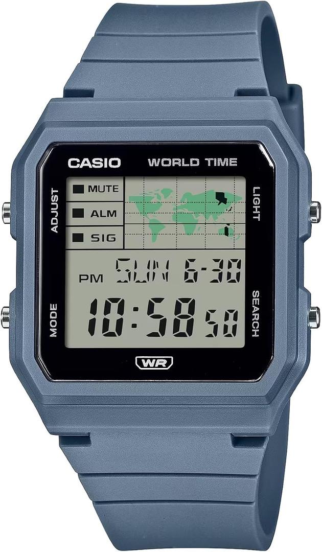 Casio Pop LF-30W Series | Digital Watch | Blue | World Map Display | Bio-Based Resin Band | LED Light | Stopwatch | Countdown Timer | World Time | Multi Alarms | Water Resistant | 3 Year Battery
