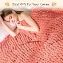 L'AGRATY Chunky Knit Blanket Throw: 50''x60'' Chenille Chunky Knitted Throw Blankets for Bed Couch - Handmade Thick Cable Knit Blanket - Large Crochet Rope Blankets for Home Decor(Coral Pink)