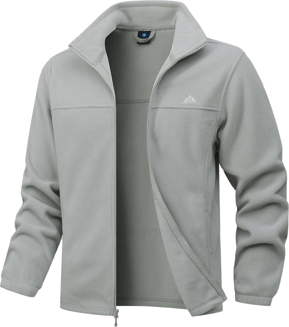 Men's Soft Polar Fleece Jacket with Pockets Lightweight Outdoor Recreation Full Zip Coat, S