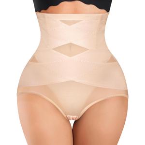 Nebility Womens' Tummy Control High Waist Trainer Body Shaper (Medium, Beige)