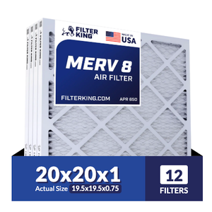 BNX TrueFilter MERV 8 20x20x1 Air Filters 12 pack