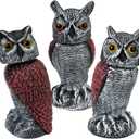 3-Pack Owl for Bird Deterrent - Weatherproof Bird Repellent Devices for Outdoor Use - Plastic Owls to Scare Birds Away and Control Garden Pests