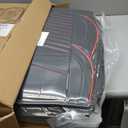 HChengkikz Nappa Leather Car Seat Covers Full Set, Car seat Protector 5 Seats, Waterproof Car Seat Cushion, Universal Automotive Seat Covers Fit for SUV Truck Pick-up Sedan, Front and Rear (Style1 Black+Red)