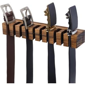PH PandaHall Belt Organizer, Wooden Belt Holder Wall Mounted Belts Hanger with Slots Space Saving Storage for 10 Belts, Home Bedroom Closet Retail Shop, Camel, 1pc, 10.7x1.5x2.4inch