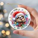 2 x Sloth Christmas Ornaments 2025, Animal Lover Gifts for Teens, Adults, Friends, Christmas Sloth Gifts for Men and Women, Ceramic Ornaments for Christmas Decorations
