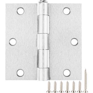 Square Door Hinges Satin Nickel 3.5" x 3.5 Inch Brushed Nickel Door Hinges,3 1/2" Interior Door Hinge Square Corners 3 ½" Silver Iron Residential Hinges for Doors Bedroom Security Hardware 12 Pack