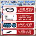 DV42H5200EP/A3 DV42H5200EW/A3 Dryer Roller Belt Kit Fit for Sam-sung DV45H7000EP/A3 DV48H7400EW/A2 DV42H5000EW/A3 DV48J7700EW/A2 DV40J3000EW/A2 DV45H7000EW/A2, Roller #DC97-16782A, Belt #6602-001655