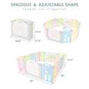 Fortella Cloud Castle Foldable Playpen, Baby Safety Play Yard with Writing Whiteboard and Activity Wall, Pack and Play for Toddlers 1-3, Indoors or Outdoors (Multicolor 14 Panel)