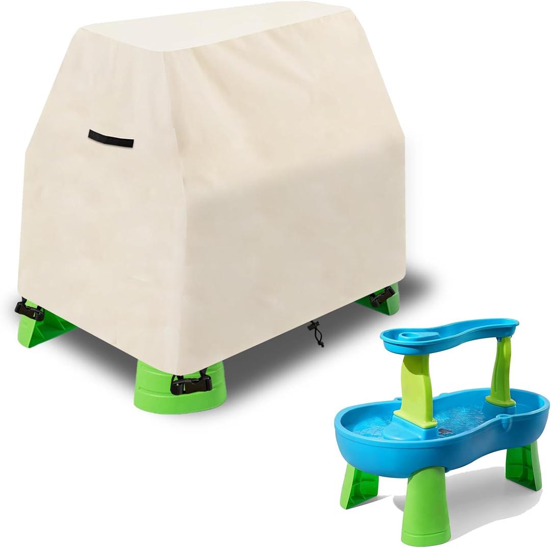 Kids Water Table Cover Fit Rain Showers Splash Pond Water Table,Waterproof Dust Proof Anti-UV Outdoor Toys Cover-Cover only (Beige)