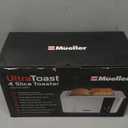 Mueller UltraToast Full Stainless Steel Toaster 4 Slice, Long Extra-Wide Slots for Bagels and Waffles, 6 Browning Levels, LED Display, Cancel/Defrost/Reheat Functions & Removable Tray, Kitchen Gadgets