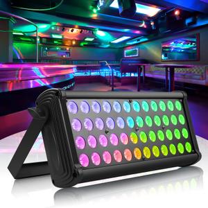 U`King LED Stage Light Wall Washer Bar,80W 48LEDs RGB Dj Lights Bar 2-8-12 DMX Control Auto Play Sound Activated Uplight Strobe Light for Parties Wedding Disco Party Stage Lighting(1)
