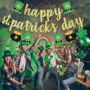Pre-Strung Happy St Patricks Day Banner,Glitter Happy St Patricks Day Banner Sign with Irish Shamrock&Pot of Gold&Rainbow&Irish Hat Garland for Home Indoor Fireplace Mantle Photo Props Backdrop Decor