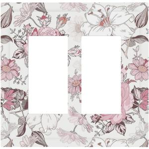 Decorative Outlet Covers Modern Watercolor Flower Pink White Wildflower 2 Gang Double GFCI Rocker Electrical Wall Panels Light Switch Cover Plate for Bedroom Home Decor (Double Rocker / 4.9 X 5 IN)