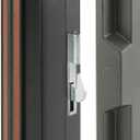 Prime-Line C 1125 Sliding Patio Door Handle Set, 4-15/16 In., Extruded Aluminum, Hook Latch, Black w/Wood Grain (Single Pack)