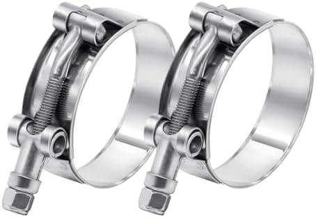 2 Pack 2 inch T-Bolt Hose Clamps, Stainless Steel_304 Working Range 56mm-64mm for 2" Hose ID, Turbo Intake Intercooler Clamp for Automotive