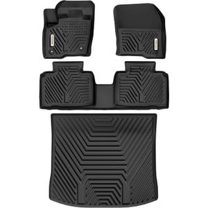YITAMOTOR Floor Mats Fit for 2015-2025 2026 Ford Edge, All Weather TPE Car Mats Protection, Custom Fit Ford Edge SE/ST/Titanium/Sport/SEL Accessories, 1st & 2nd Row Floor Liner & Trunk Mats, Black