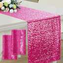 RUDONG M 2 Pack Hot Pink Sequin Table Runner 12 x 108 Inch, Rectangle Glitter Table Runner Dining Table Centerpiece Decorations for Weddings, Banquet, Holiday, Birthday Party