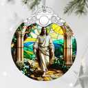 Jesus Stained Glass Christmas Decorations - Religious Christmas Ornaments | Christian Home Decor | Holiday Ornaments Religious Gifts | Christian Gifts | Lord Jesus Gift for Easter or Xmas
