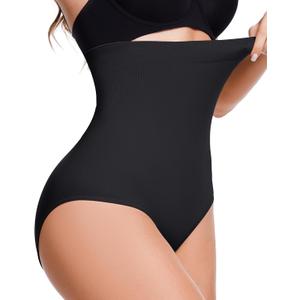 Tummy Control Shapewear Panties for Women High Waisted Shapewear Underwear Panty Girdle Seamless Body Shaper Briefs (Medium-Large, Black)