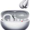 QCY Crossky C30S Open Ear Earbuds, Ultra-Comfort Clip On Ear Buds Wireless Bluetooth 6.0, LDAC Hi-Res Audio, Deep Bass, 40H Playtime, Fast Charging, IPX5 Waterproof Sports/Running Earphones (Silver)