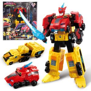 QUANTUM HEROES DINOSTER Transforming Toys, 2-in-1 Transforming Robot Raptor Tron, 7.48-inch Action Figure Children's Robot Toy, Cool Transforming Toys for Boys and Girls Age 5+, Red and Yellow