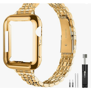 Slim Watch Band Compatible with Apple Watch 41mm 45mm 42mm 44mm 40mm 38mm Metal Stainless Steel Watchband Suitable for iWatch 10/9/8/7/6/5/4/3/2/1/SE Series Women Luxury Strap