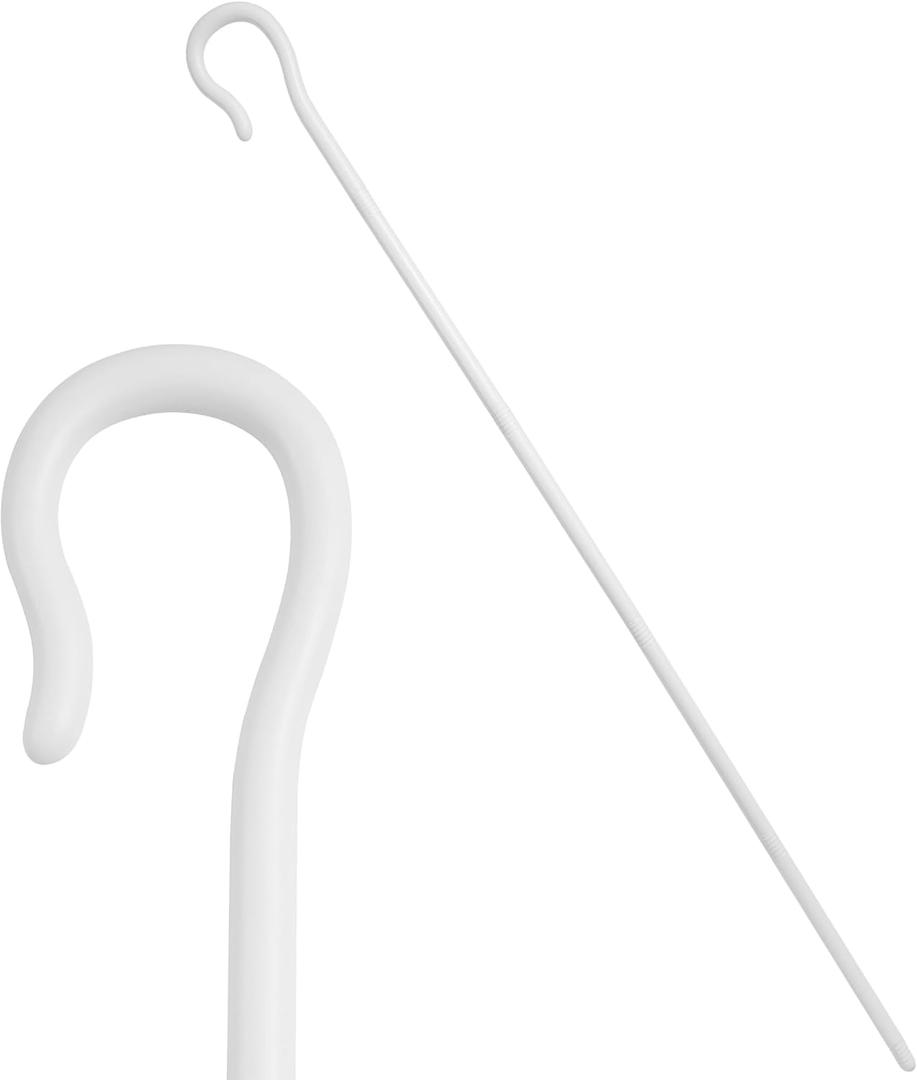 Spooktacular Creations Halloween Shepherd Staff, Shepherd's Crooked Walking Cane Accessory for Costume Dress Up Party (WHITE)