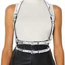 BODIY Women High Waisted Harness Belt Silver Mirror Waist Strap Belts Rave Punk Rock Belts