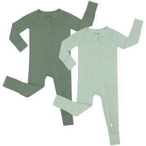 JuNeng Rayon from Bamboo Baby Boy Pajamas, 2 Way Zipper Sleeper Romper with Flod Over Mittens, Non Slip Sleep'N Paly Clothes 17cm
