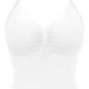 YEOREO SoftHue Impact Longline Strappy Top Women's Halter Workout Tank Tops Backless Gym Longline with Adjustable Strap (White)