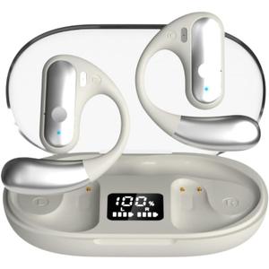 Q28 Wireless Earbuds, Bluetooth Headphones with Mic, 48H Stereo Wireless Headset,Lightweight and Comfortable Sports Waterproof Ear Hooks Earbuds, for Running/Workout(White)