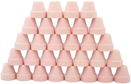 Yuvori Mini Pastel Terracotta Pots for Micro Gardens – 30 Pack, 1.7” Tiny Breathable Clay Planters, Macaron Colors, for Moss, Fairy Gardens, Dollhouses, and Succulents (Pink, 1.7 Inch)