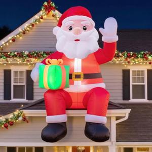 15FT Inflatable Santa Claus Outdoor Christmas Decoration, Blow Up Santa with LED Lights Built-in Fan for Yard, Lawn, Holiday Display, Shopping mall
