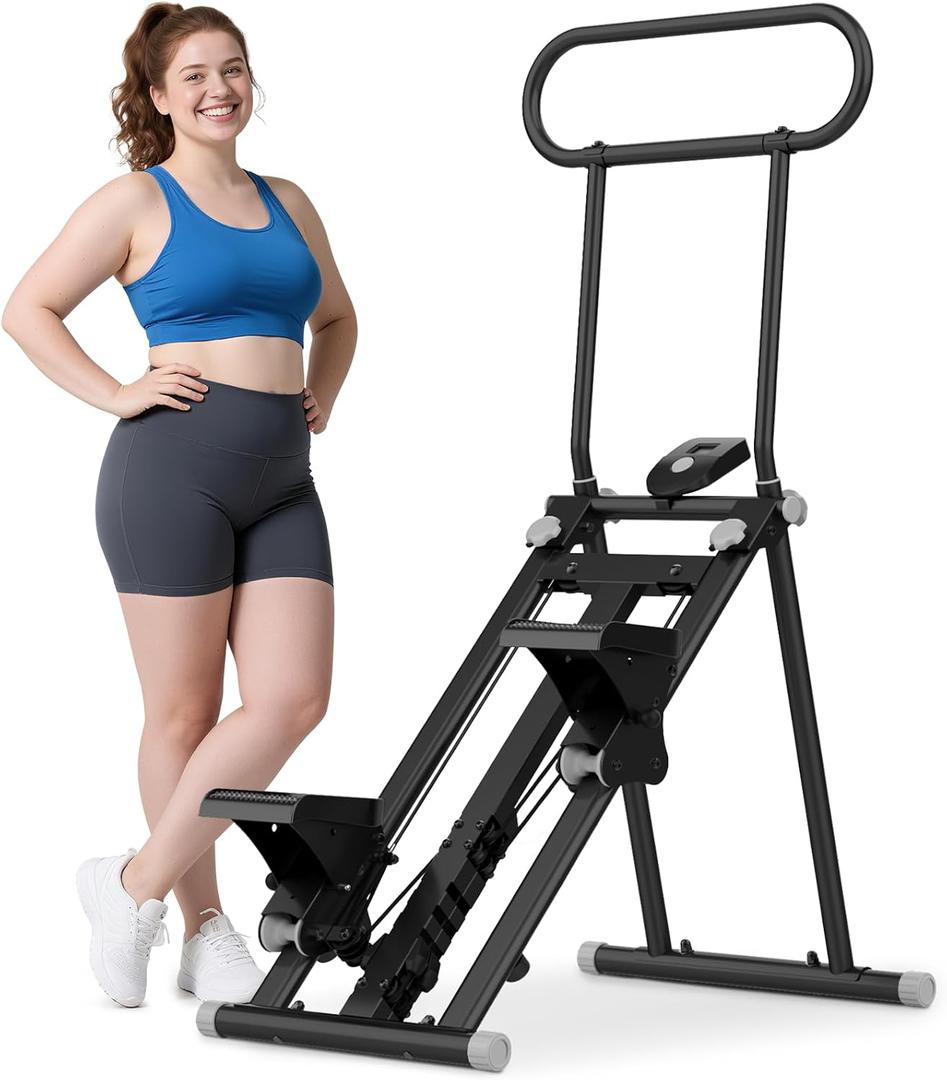 ERGOLIFE Stair Stepper with 6-Level Adjustable Resistance, 350lbs Upgrade Foldable Stairmaster Machine for Home Gym Workout, Cardio Stair Climber with Low Noise (Black)