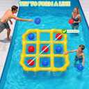 MGparty 2-in-1 Pool Toys Set, Inflatable Tic-Tac-Toe Game and Cross Ring Toss Game, Summer Outdoor Pool Party Water Floating Toys for Kids Teens Adults