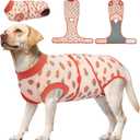 Kuoser Dog Recovery Suit for Female Male Dogs, Post-Surgery Bodysuit for Spay Neuter, Dog Onesie After Surgery, Anti-Licking Pet Surgical Recovery Suit, PinkStrawberry XL (Back:20.1-24.8'', Weight:42-75 Lb)