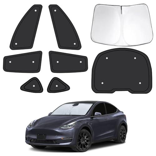 Car Side Window Shades for T*esla Model Y 2025 2026 |Suction Cup No Falling| Full Car Window Covers for Privacy, Sunshades for Tesla Front Rear Windshield Side Windows